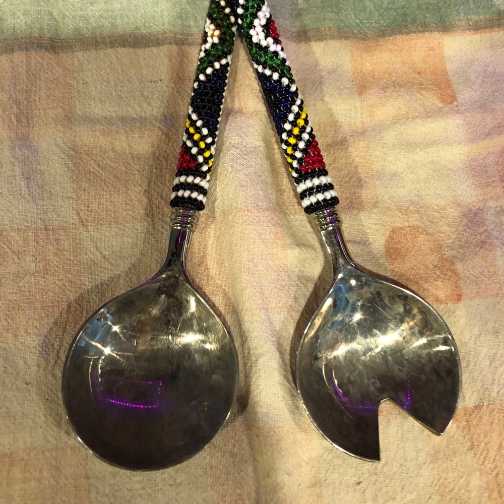 Beaded Silver Salad Set